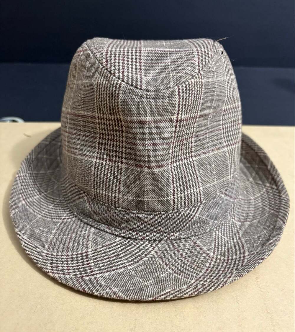 Charlotte Russe Plaid Fedora Hat Gray Black Cotton Womens Y2K Vintage Style